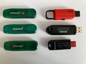 Job Lot 8GB x 6 Sandisk & Intenso USB 2.0 Flash Drive Memory Sticks - Photo 1/1