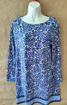 Vestido para mujer MICHAEL KORS azul estampado de flores manga larga talla pequeña/grande Foto 1 de 4