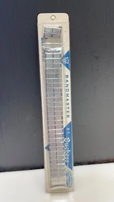 Correa de reloj elástica de acero vintage empaquetada Duchess Bandmaster NOS 18 mm curva Foto 1 de 4