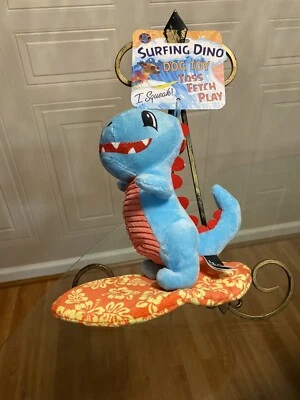 Bow Wow Surfing 🏄 Dino Dog Toy Squeak 9” Bow Wow Pet - Image 1 of 4