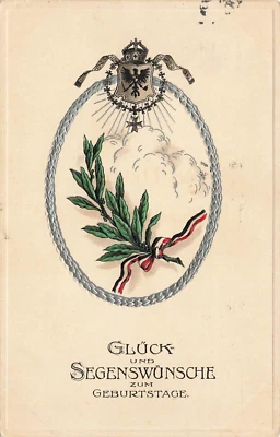 Auguri Di Compleanno Patriotica Cartolina AK 1915 - Immagine 1 di 2