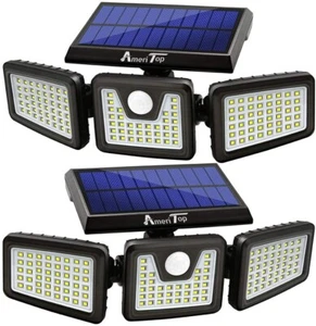 Solar Lights Outdoor, 2 Pack Ameritop 128 LED 800LM Cordless LED Solar Motion Se - Picture 1 of 2