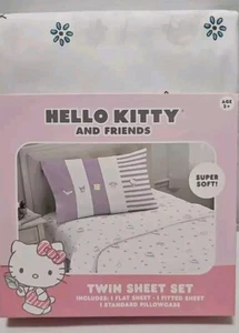Hello Kitty & Friends🌸SUPER SOFT🌸 Twin Sheet Set 🌈3pc CHARITY - Picture 1 of 3