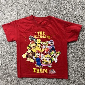 Super Mario Bros Shirt Kids Small 6/7 Bowser Donkey Short Sleeve Luigi Yoshi - Picture 1 of 9