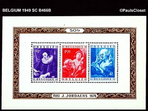 BELGIUM 1949 SC B466B PAINTINGS BY JORDAENS 90¢, 1f75, & 4f MNH OG VERY FINE - Picture 1 of 2