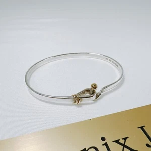 TIFFANY & Co. Bracelet Hook & Eye Bangle Silver 18K Yellow Gold USED - Picture 1 of 9