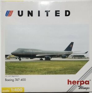 2000 Herpa 1:400 United Airlines Boeing 747-400 N171UA 560245 Factory Sealed