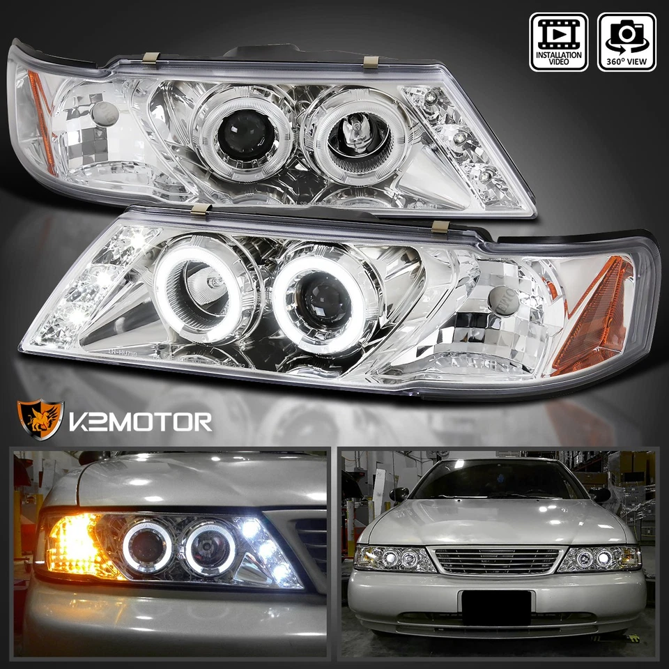 Fits 1995-1999 Sentra 95-98 200SX LED Halo Projector Headlights Lamps Left+Right Foto 1 de 4