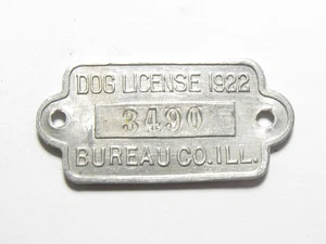 1922 Bureau County ILL Dog Tax Tag License - Over 100 Years Old - #65089 - Picture 1 of 2