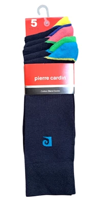 PIERRE CARDIN | Mens 5 PAIRS Navy Blue Tipped Socks | One Size UK 7-11 EU 40-46 - Image 1 of 2