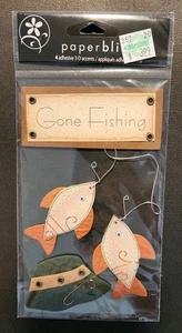 Paper Bliss ‘GONE FISHING’ with Fishing Hat and Hooks 3D Scrapbook Stickers - Picture 1 of 2