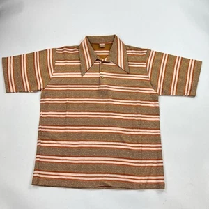 Vintage 70s Jantzen Made USA Polo Shirt Orange Brown Tennis Leisure Size Medium - Picture 1 of 7