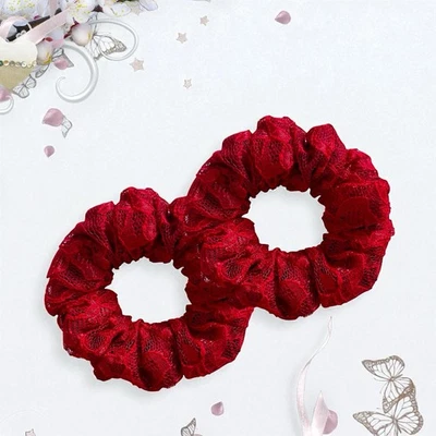 Juego de 2 accesorios para el cabello de algodón y encaje rojo para mujeres Foto 1 de 4