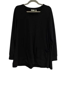 LOGO Lounge Women M Top Black Lightweight Soft Sweatshirt Casual Comfy Flowy - Picture 1 of 12