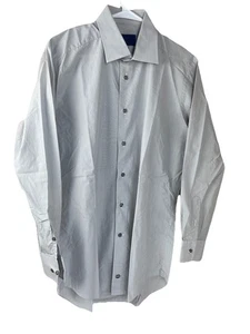 David Donahue 16.5-32/33 Trim Fit Button-Up Long Sleeve Dress Shirt light gray - Picture 1 of 13