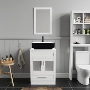 Tocador de baño de 24" con lavabo y espejo mueble moderno independiente - Imagen 1 de 10