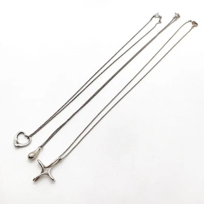 NO TARIFF Tiffany and Co Pendant Necklace 3 pieces set Open Heart Tear 4605256 - Image 1 of 4