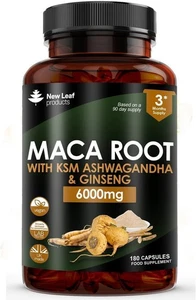 Raíz de Maca 6000mg + KSM-66 Ashwagandha y Panax Ginseng - 180 Cápsulas Veganas | Hig - Imagen 1 de 5