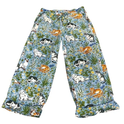 Pantalones de pijama Printfresh Must Love Cats XXS recortados azules multi algodón rectos Foto 1 de 4