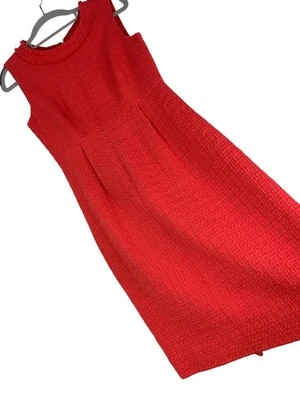 Vestido Vaina Kate Spade Coral Tweed Sin Mangas Talla 4 Escote Flecos RV10325 Foto 1 de 4