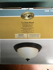 New LIGHTING Hampton Bay Bronze Finish, Dual Lights 11” Flush Mount Frosted - Picture 1 of 4