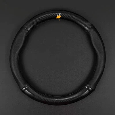 15" Steering Wheel Cover Genuine Leather For Honda Civic Accord CR-V Fit /Black - Image 1 of 4