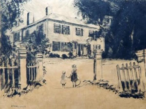 FIRMADO William Harry Smith Grabado Original Ralph Waldo Emerson House Concord MA - Imagen 1 de 7
