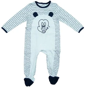 Boys Disney Baby Mickey Mouse 3d Ears Sleepsuit All in One Romper 1 to 23 Months - Picture 1 of 2