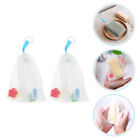 2 Pcs White Pe Foaming Net Soap Exfoliating Bags Small Mesh