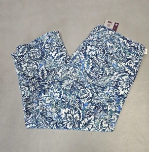 Gloria Vanderbilt Classic Rise Amanda Capri Swan Series Blue Floral Print Sz 12 - Picture 1 of 14