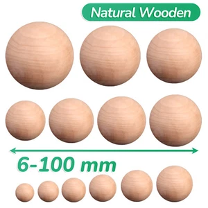6mm 8mm to 90mm Diameter Natural Wooden Craft Wood Balls Sphere Craft Supplies - Picture 1 of 28
