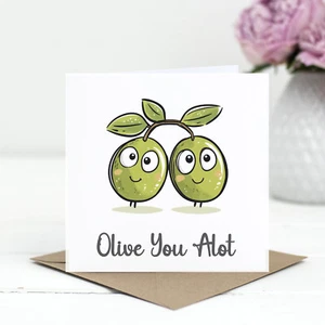 Olive You Alot Card Gift Envelope Novelty Anniversary Greeting Card For Her C30 - Picture 1 of 5
