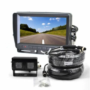 Dual Lens Reverse Backup Camera+Rear View Monitor for Truck Bus Trailer Caravan - Picture 1 of 9