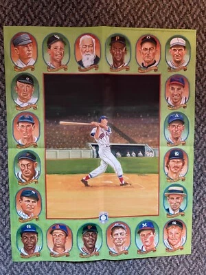 Póster 1989 Pérez Steele Salón de la fama Ted Williams Mantle, Ruth, Clemente Jackie Robinson Foto 1 de 4