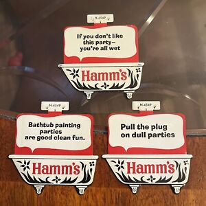 Vintage Hamm’s Beer Advertising Pin Button Tin Bath Tub Party 1968 Set Bathtub