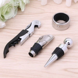 Juego de herramientas de vino de acero inoxidable abridor de botellas tapón sacacorchos vertido 4 piezas - Imagen 1 de 8