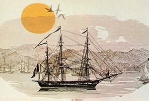 Art-US Naval Frigate in Charlotte Amalie Harbor, St Thomas VI Vintage 4x6 PC - Picture 1 of 2