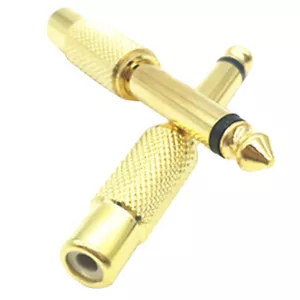 2Pc 6.35mm 1/4" Mono Male Jack to RCA Female Plug Audio Adapter Cable Converter - Foto 1 di 10