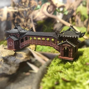 Chinese Ancient Building Gallery Bridge Corridor Model Aquarium Bonsai Toys - Picture 1 of 31