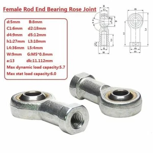 M5*0.8mm Female Rod End Bearing Rose Joint Right/Left Hand Thread SI5T/K SIL5T/K - Picture 1 of 4