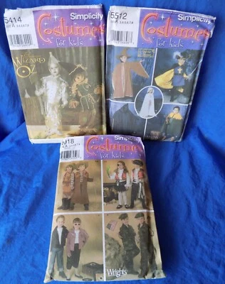 Simplicity Costumes For Kids Wizard of Oz Pirates Witch Cowboy 3 Sets HALLOWEEN - Image 1 of 4
