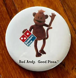 Bad Andy Domino's Pizza Advertising Promo Button Pin BadAndy Henson NEW 2000 - Picture 1 of 6