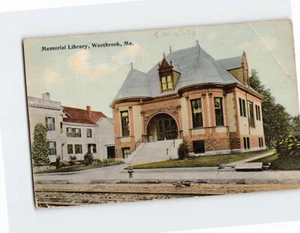 Postcard Memorial Library Westbrook Maine USA - Picture 1 of 2