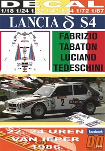 DECAL LANCIA DELTA S4 F.TABATON YPRES 24 HOURS R. 1986 DnF (06) - Picture 1 of 1