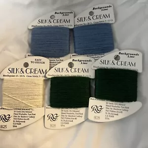 Rainbow Gallery Silk And Cream Thread Blue Green Cream Thread Lot 5 Discontinued - Picture 1 of 2