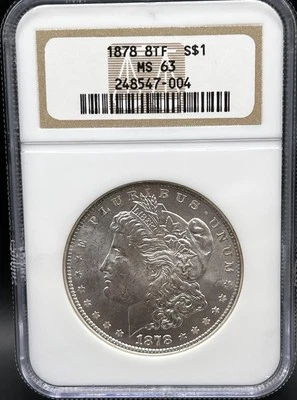 1878 8TF Morgan Silver Dollar NGC MS63 - 25262 - Image 1 of 3