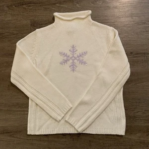 St. John’s Bay Ivory Snowflake Womens Sweater Size L - Picture 1 of 6