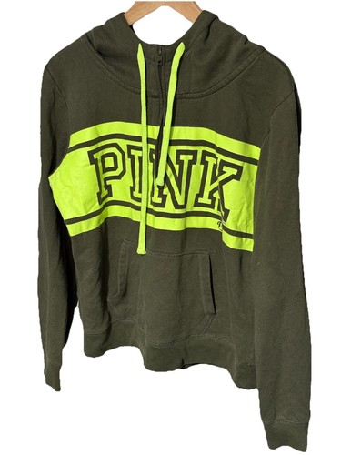 UNDERCOVER Felpa Victoria's Secret ROSA donna taglia L verde oliva 1 4 zip con cappuccio