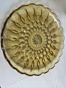 Vintage Anchor Hocking Fairfield Braunglas 10" Jakobsmuschel Sunburst SERVIERPLATTE - Bild 1 von 8