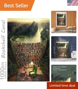 Herausforderndes 1000-teiliges Puzzle für Erwachsene - Bücherregal Kanaldesign für Familiennächte - Bild 1 von 11